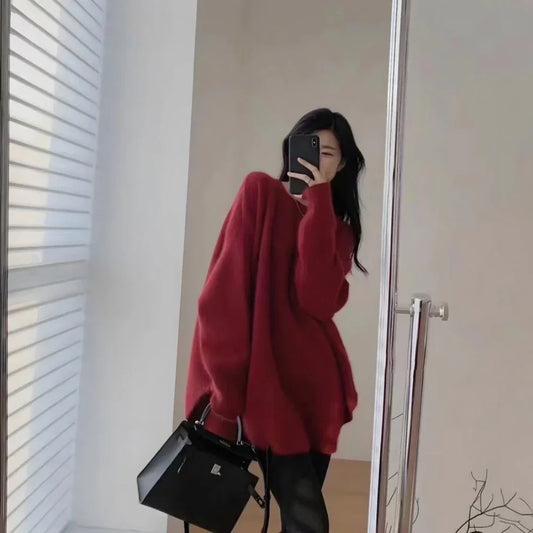 Sweter crop top – różne kolory, okrągły dekolt