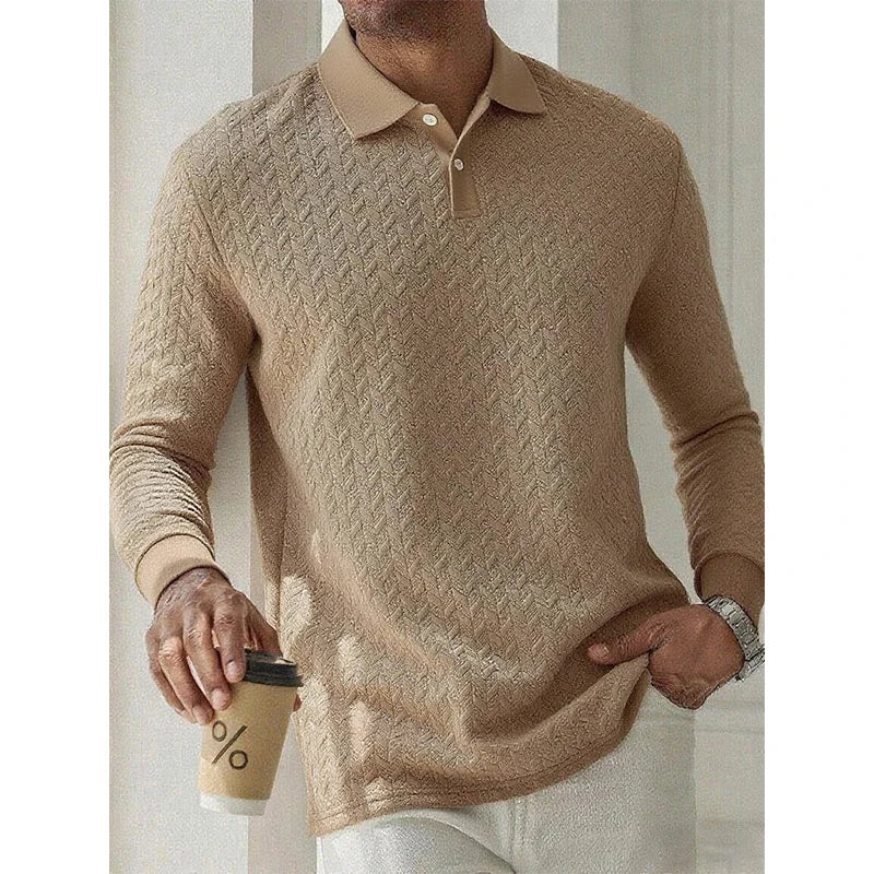 Long-sleeve polo shirt - office, elegant