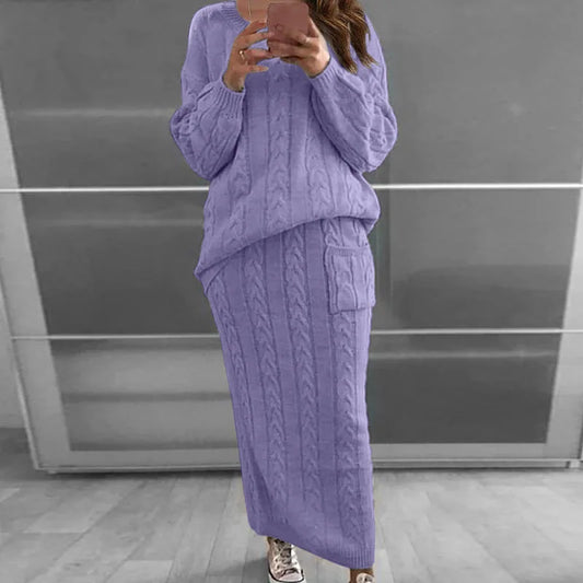 Zestaw sweter + spódnica dzianinowa – streetwear 2026