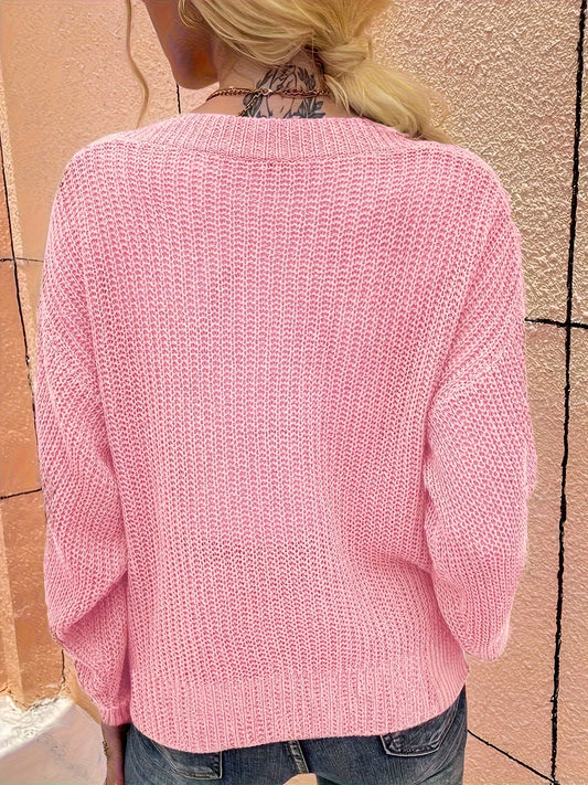 Sweter oversize jednolity kolor – minimalistyczny