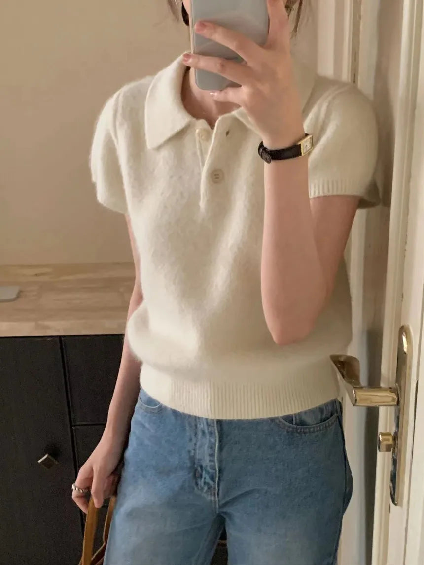 Elegancki sweter krótki rękaw – chic, wiosenny