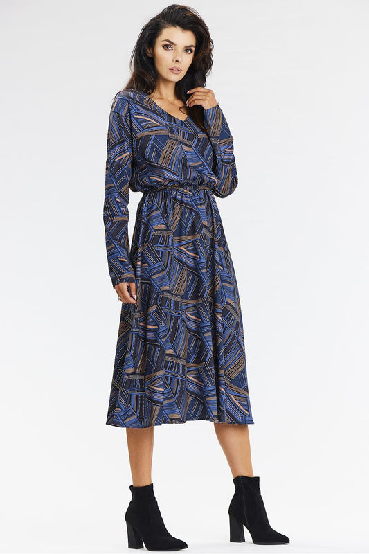 Sukienka Model A666 Navy/Brown Pattern - awama