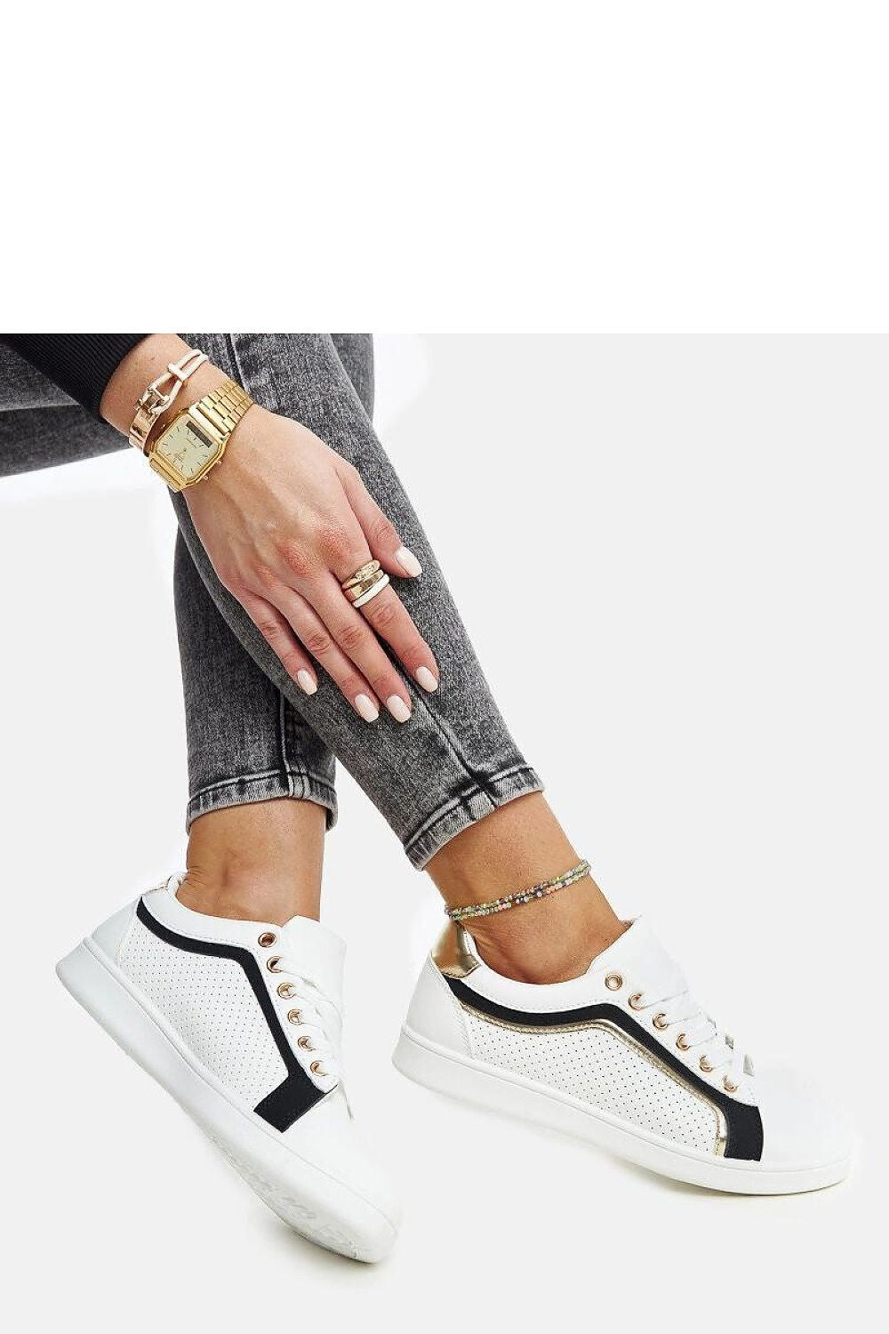 Biało-czarne sneakersy na platformie Amala - Solea