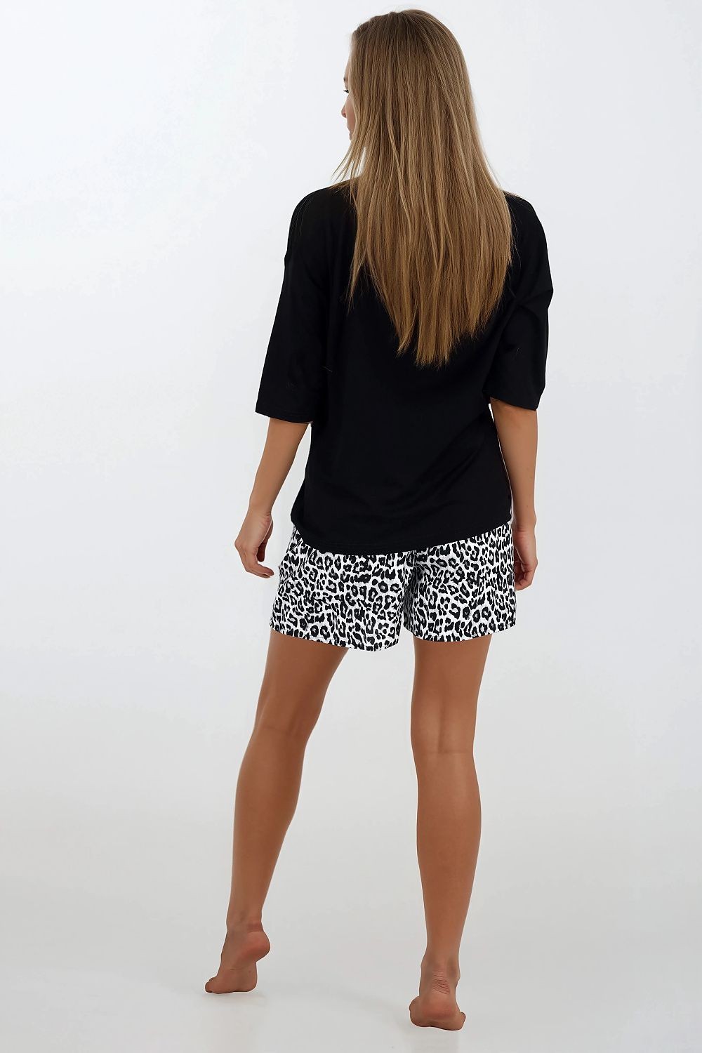 Piżama Damska Model Wild Beautiful 223569 Black - Momenti Per Me