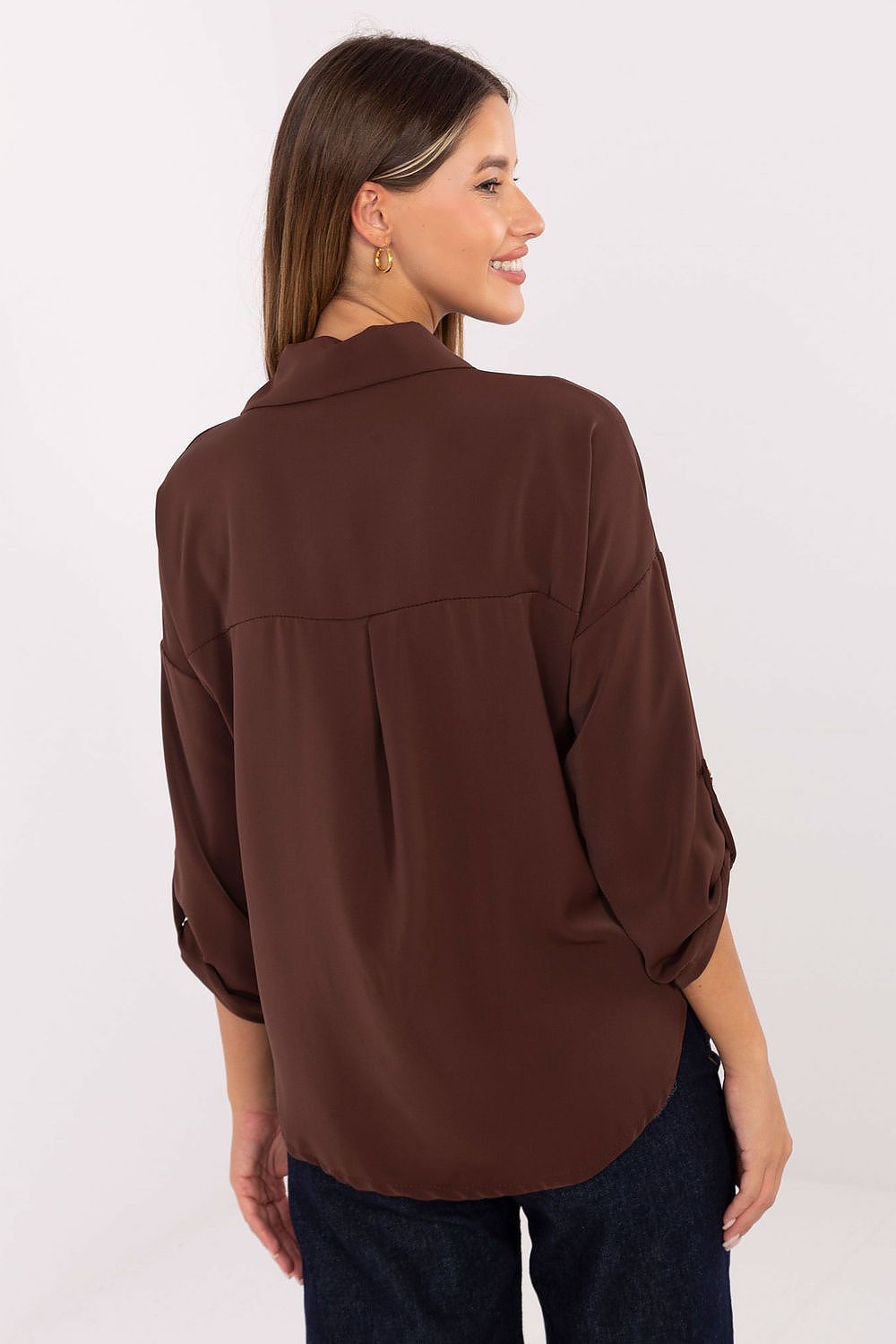 Koszula Damska Model MI-KS-4192.34 Dark Brown - Rue Paris