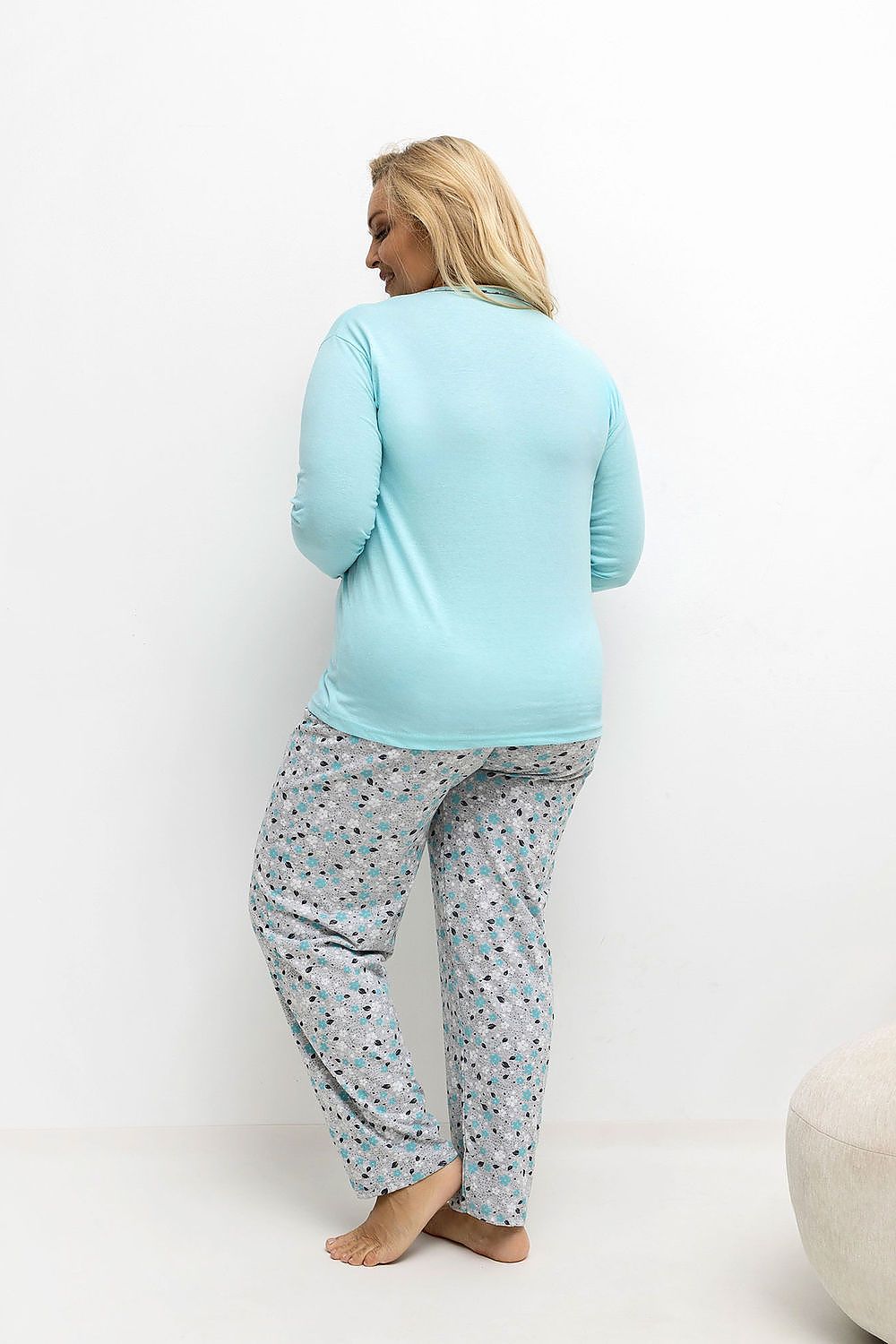 Piżama Damska Plus Size Model DU-KN-FP-502.97 Mint - Forever Pink