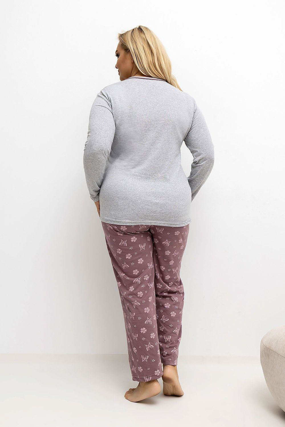 Piżama Damska Plus Size Model DU-PI-FP-500.25 Grey - Forever Pink