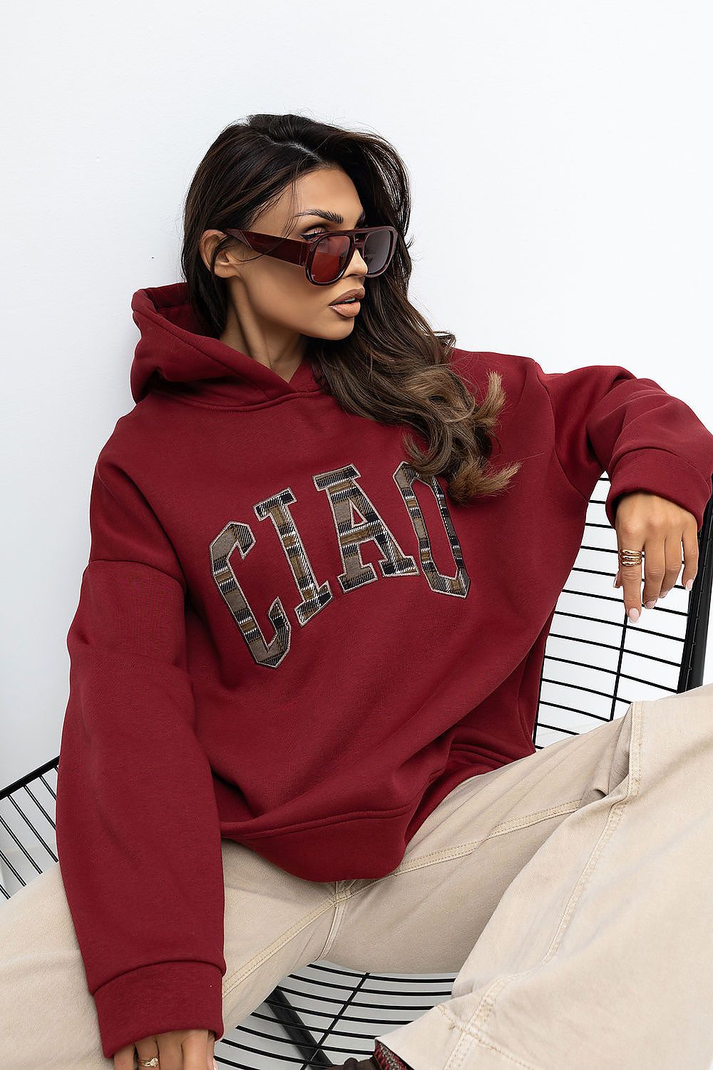 Bluza Damska Model RV-BL-A1039.22 Bordo - Rue Paris