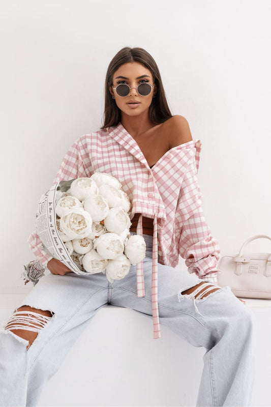 Koszula Damska Model Soho Krata 496878008 Pink/Ecru - LaBalancia