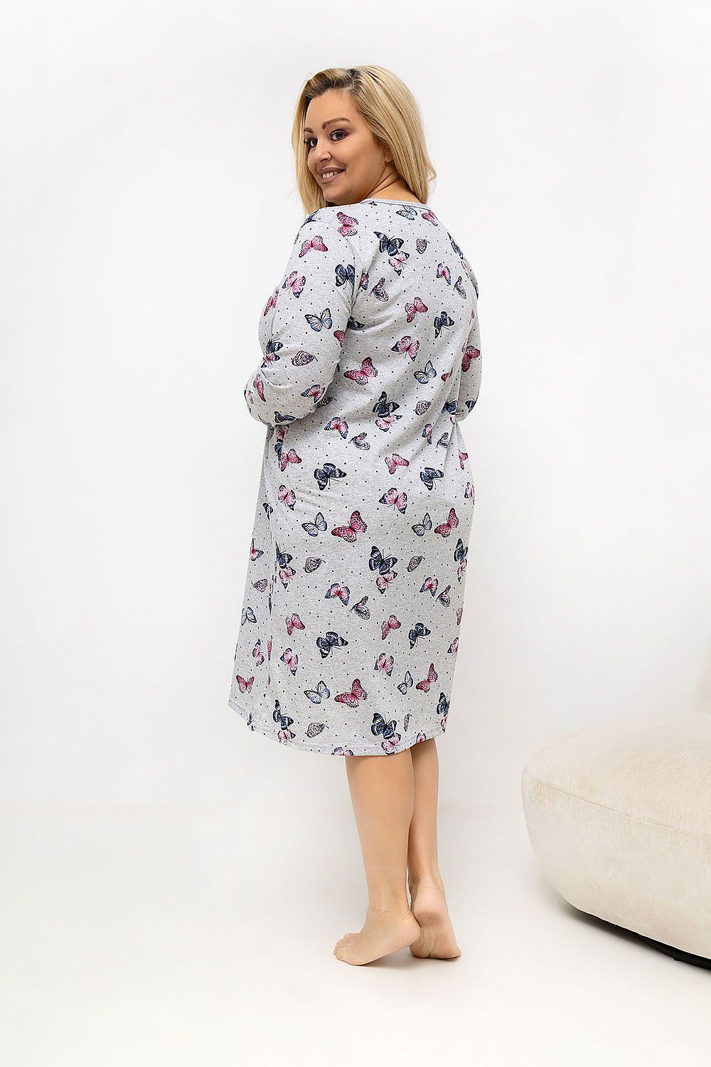 Koszula Nocna Plus Size Model DU-KN-FP-601.85 Grey - Forever Pink