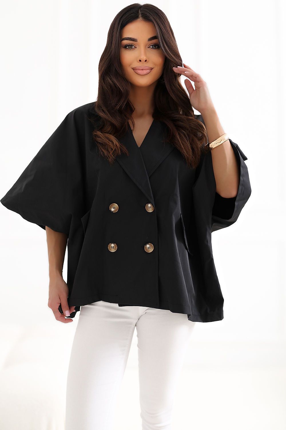Płaszcz Damski Model IT-KR-FL10153KSM.86 Black - Rue Paris