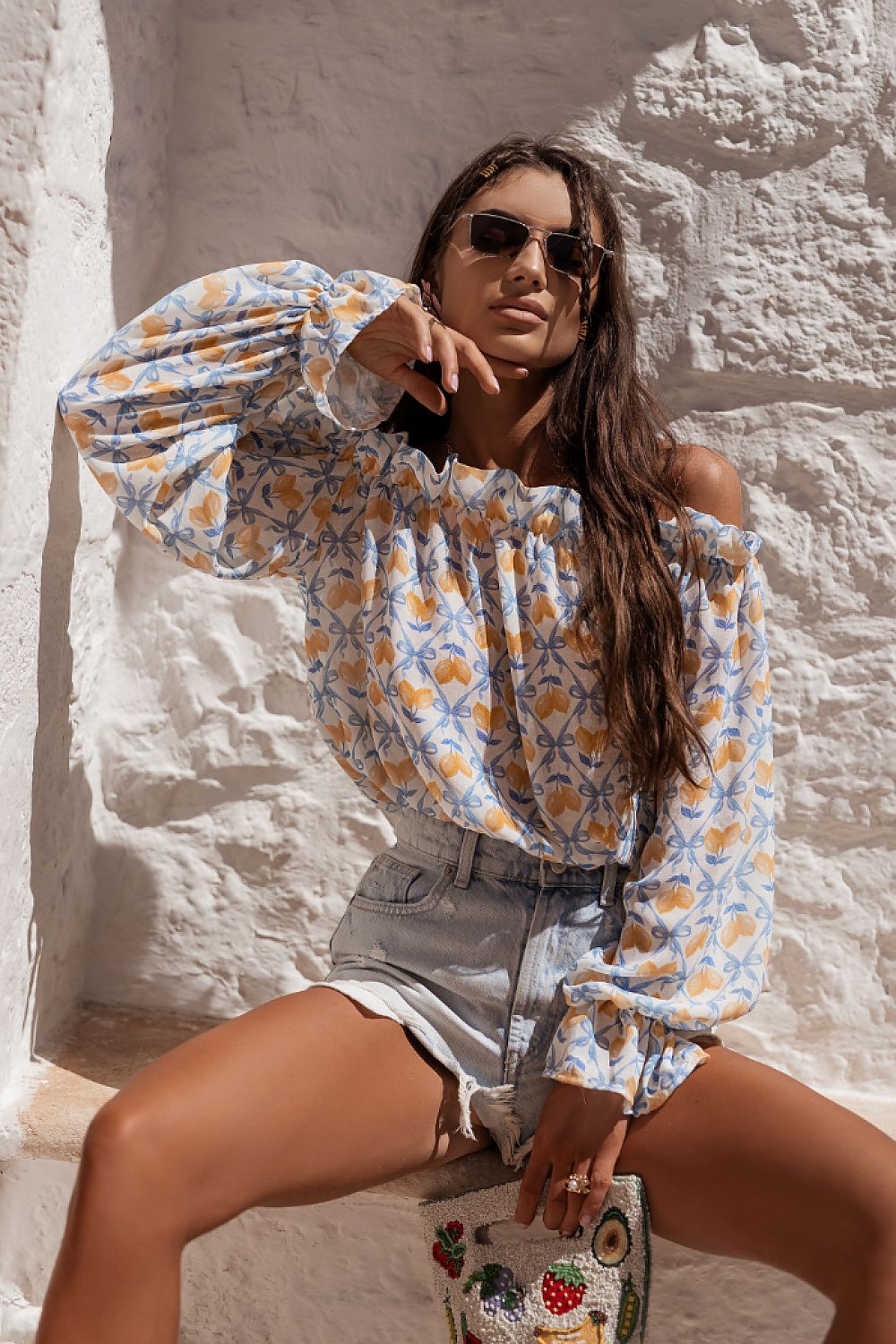 Bluzka Model Mia 582290843 Blue Limones - LaBalancia