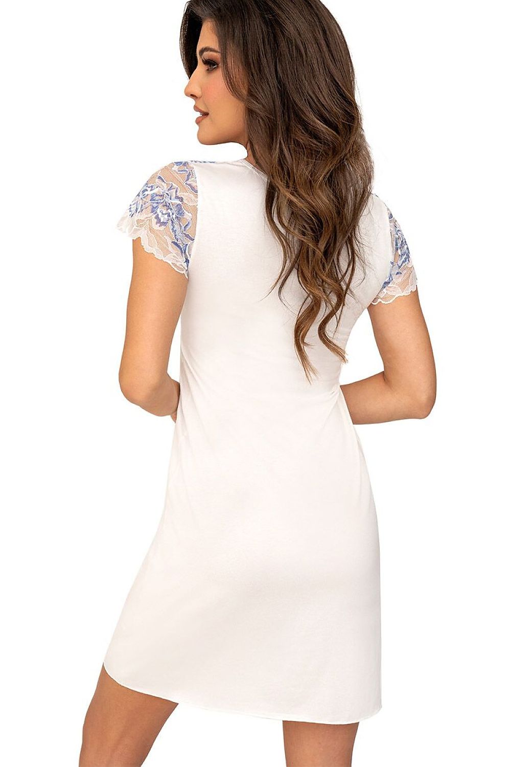 Koszulka nocna Koszula Nocna Model Angela 228220 Ecru/Blue - Donna
