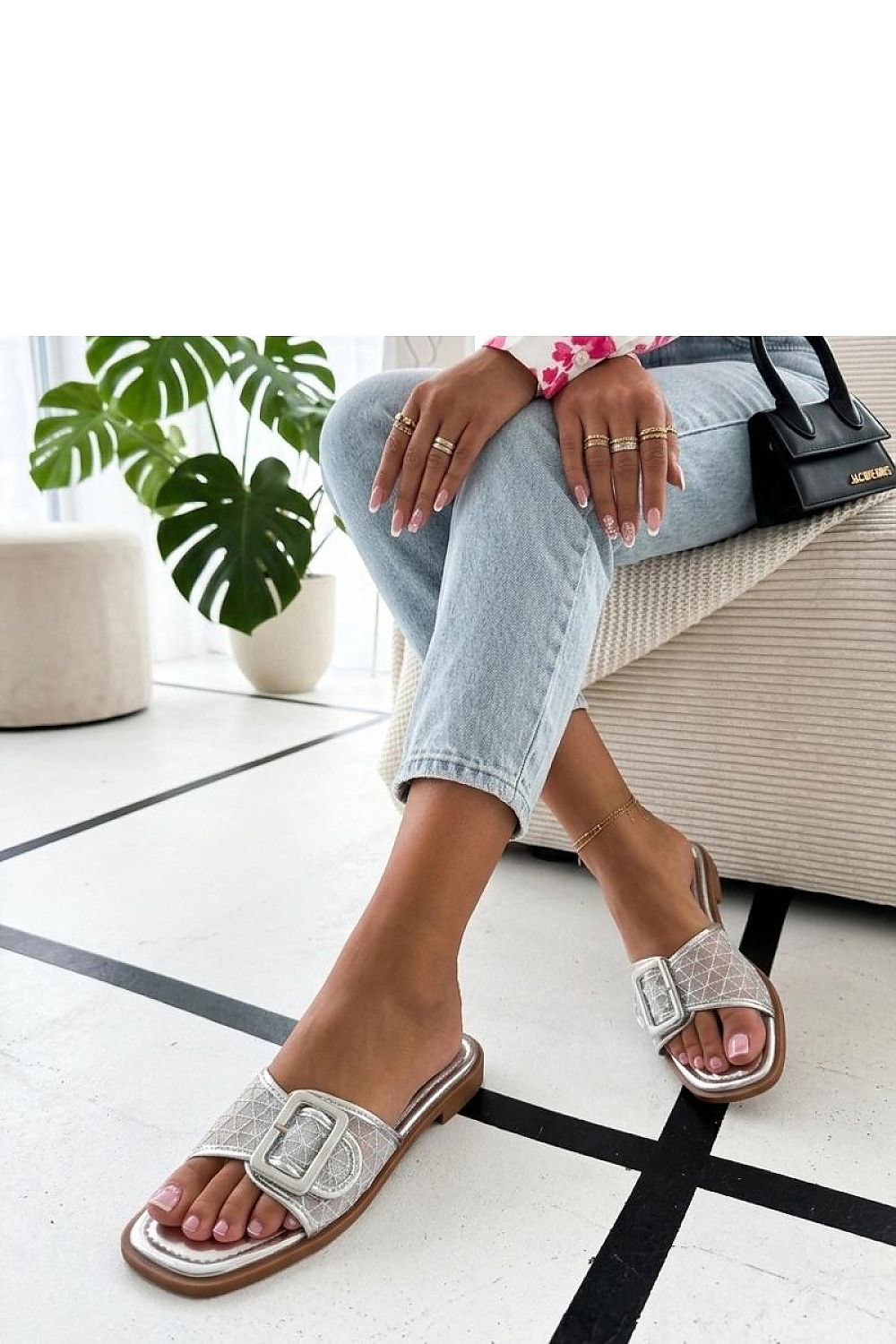 Sandał Klapki Model Sibyl SD2140-3 Silver - Solea