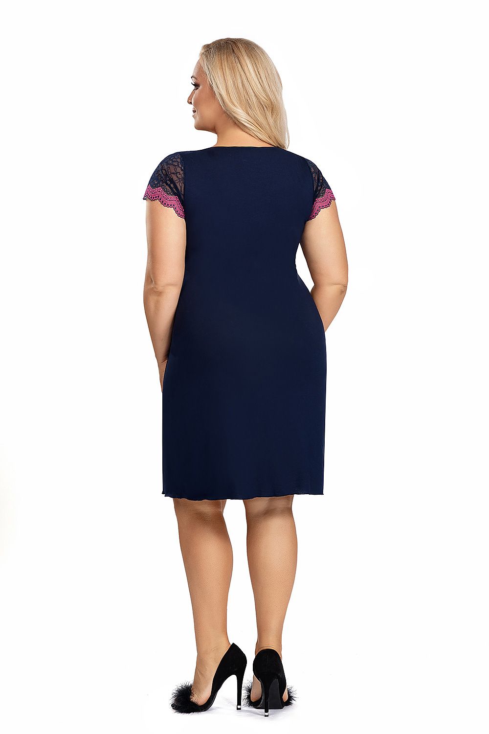 Koszulka nocna Koszula Model Nina Plus Navy - Donna