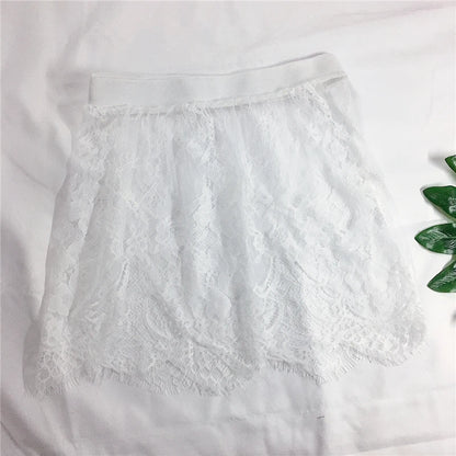 Mini spódnica z tiulu i koronki – transparentna, elegancka, letnia — biała — Spódnice — EldoradoShop