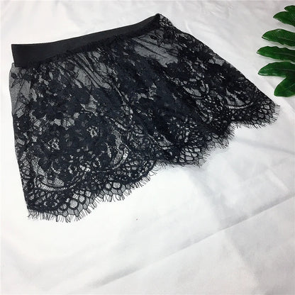 Mini spódnica z tiulu i koronki – transparentna, elegancka, letnia — biała — Spódnice — EldoradoShop