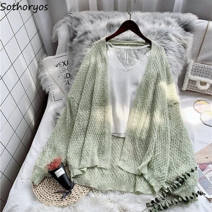Ażurowy kardigan damski – letni, ochrona UV — Swetry — EldoradoShop
