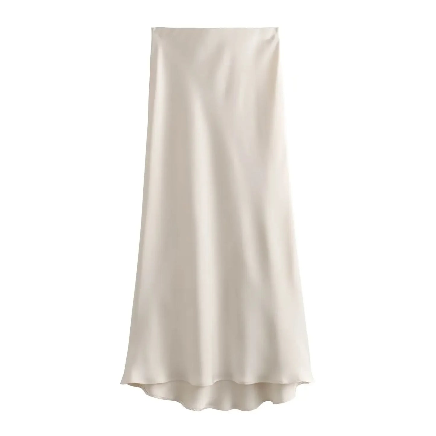 Satynowa spódnica midi Willshela – czarna, wysoki stan — czarna — Spódnice — EldoradoShop