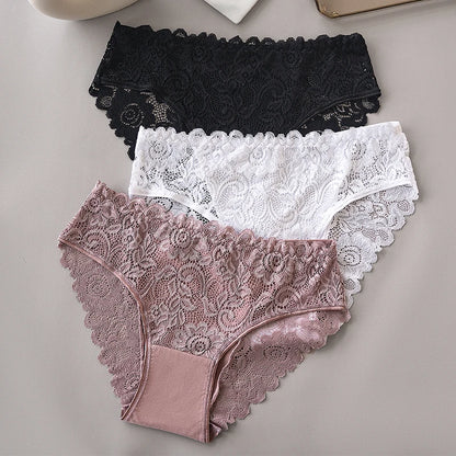 Koronkowe figi damskie – zestaw 3 szt., haftowane — Bielizna — EldoradoShop