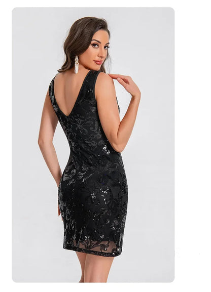 Cekinowa sukienka mini – imprezowa, elegancka — Sukienka — EldoradoShop