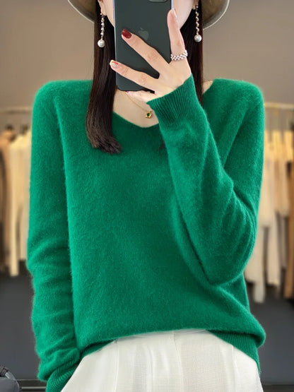 Kaszmirowy sweter merino V-neck – luksusowy — Swetry — EldoradoShop