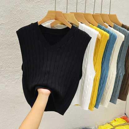 Bezrękawnik sweter V-neck – damski, klasyczny — Swetry — EldoradoShop