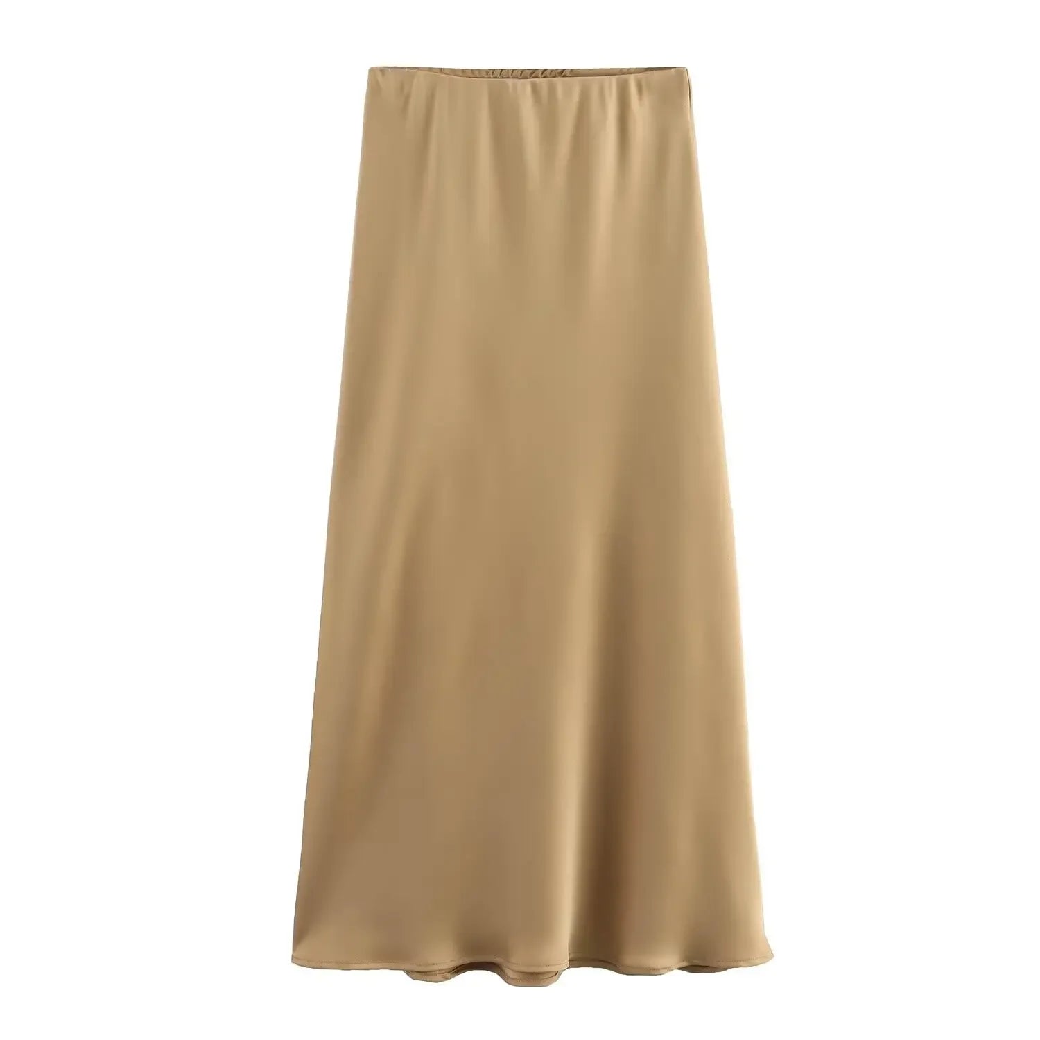 Satynowa spódnica midi Willshela – czarna, wysoki stan — czarna — Spódnice — EldoradoShop