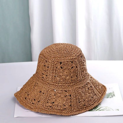 Słomkowy kapelusz damski – szydełkowy, ochrona UV, składany — Nakrycia głowy — EldoradoShop