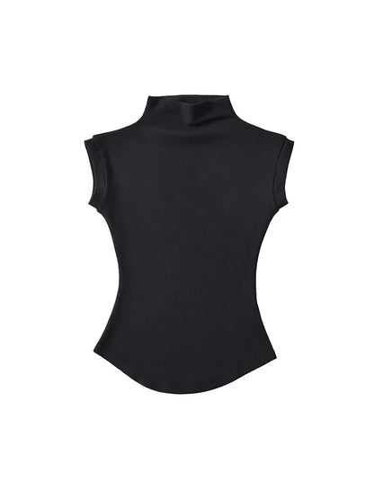 Damski top z golfem – bez rękawów, letni, slim — Topy — EldoradoShop