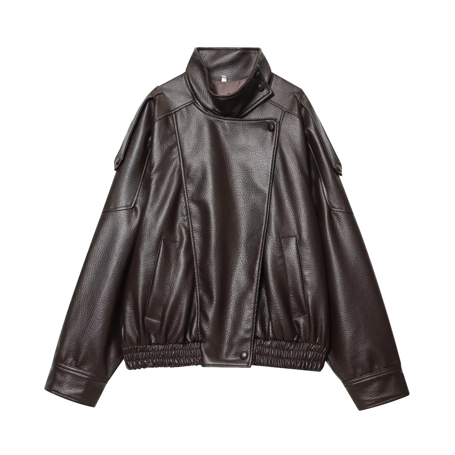 Czarna kurtka ze sztucznej skóry oversize – streetwear, jesień/zima 2026 — czarna — Kurtki — EldoradoShop