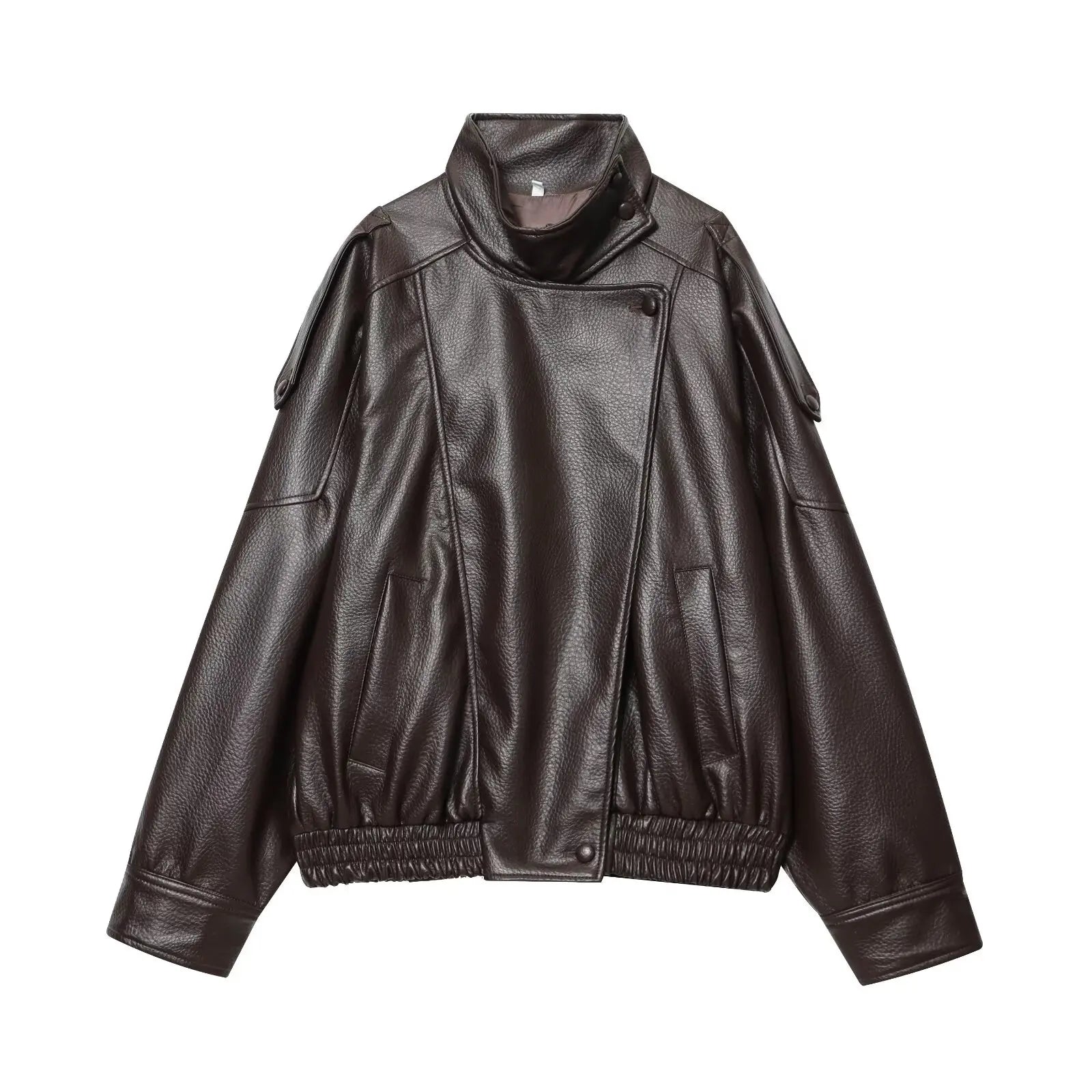 Czarna kurtka ze sztucznej skóry oversize – streetwear, jesień/zima 2026 — czarna — Kurtki — EldoradoShop