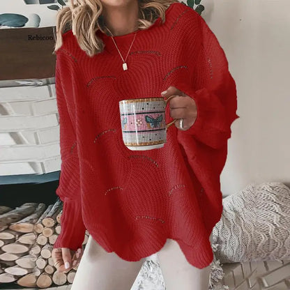 Ażurowy sweter oversize – kobiecy, jesienny — Swetry — EldoradoShop