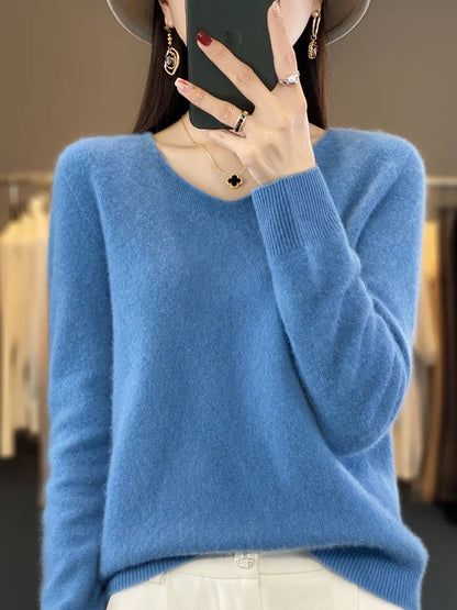 Kaszmirowy sweter merino V-neck – luksusowy — Swetry — EldoradoShop