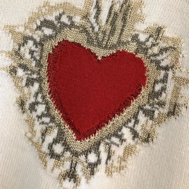 Sweter z haftem serca – romantyczny, kobiecy — Swetry — EldoradoShop
