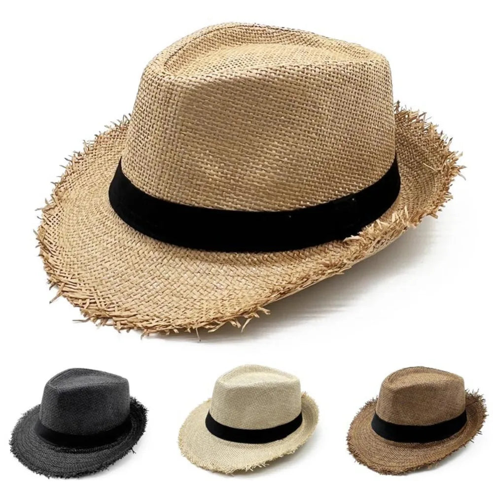 Słomkowy kapelusz kowbojski – unisex, szerokie rondo, UV — Nakrycia głowy — EldoradoShop