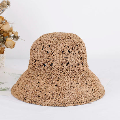 Słomkowy kapelusz damski – szydełkowy, ochrona UV, składany — Nakrycia głowy — EldoradoShop