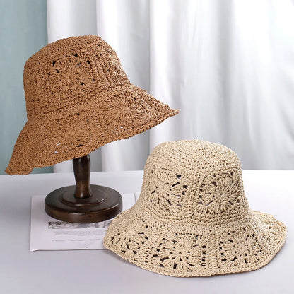 Słomkowy kapelusz damski – szydełkowy, ochrona UV, składany — Nakrycia głowy — EldoradoShop