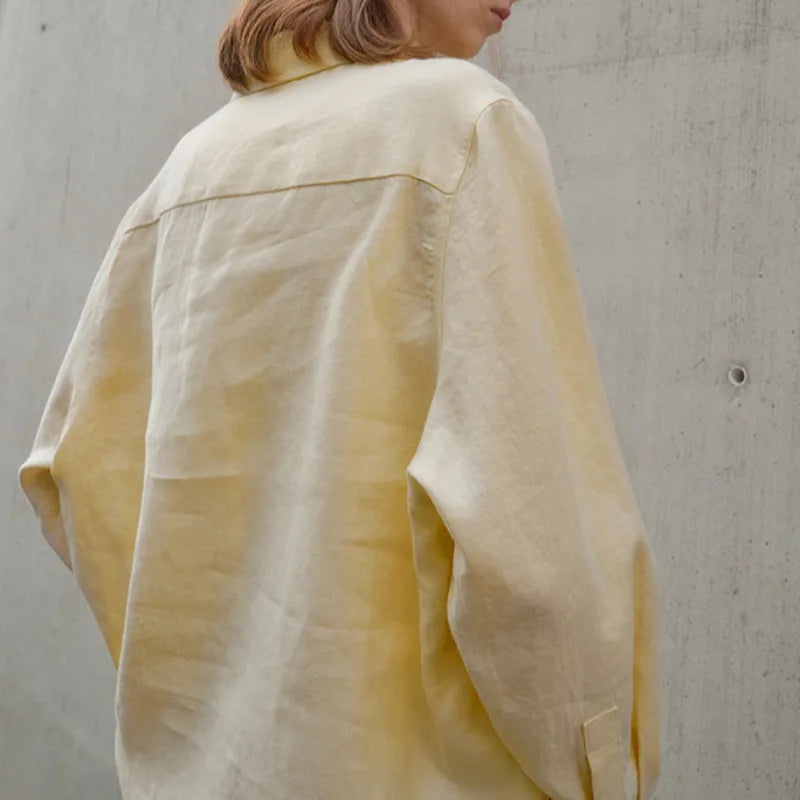 Lniana koszula damska z haftem – ochrona UV — Koszule — EldoradoShop