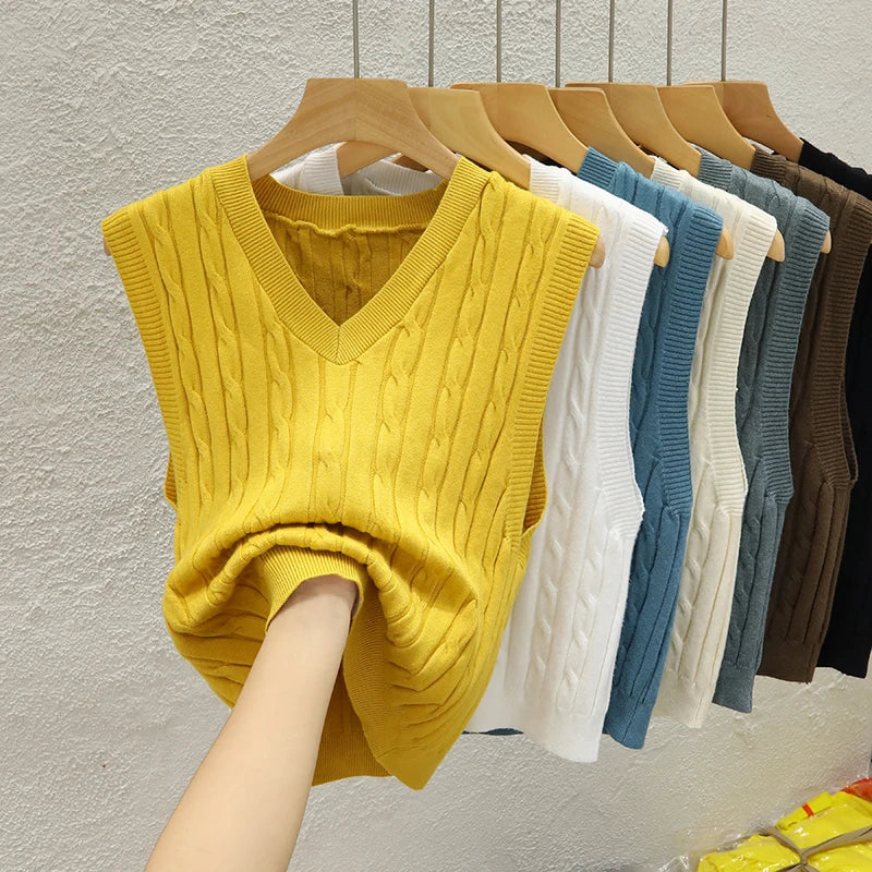 Bezrękawnik sweter V-neck – damski, klasyczny — Swetry — EldoradoShop