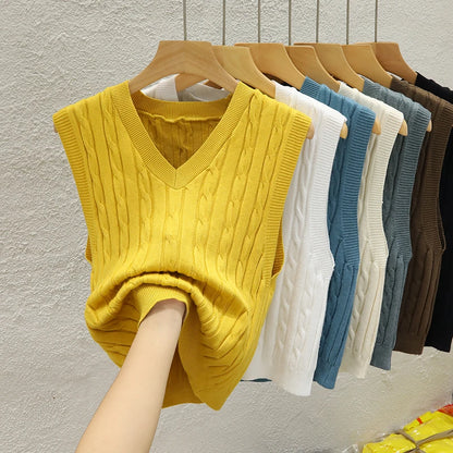 Bezrękawnik sweter V-neck – damski, klasyczny — Swetry — EldoradoShop
