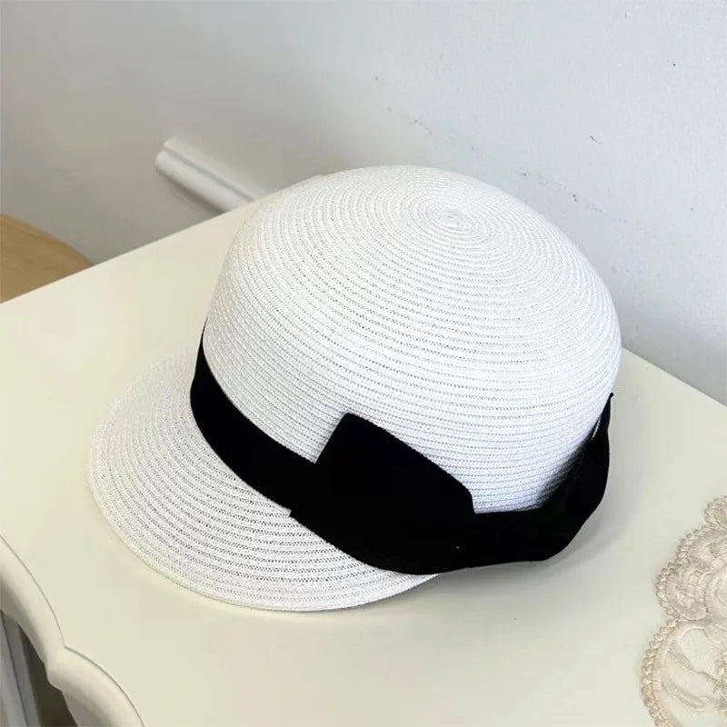 Elegancki słomkowy kapelusz damski – kokarda, oddychający, letni — Nakrycia głowy — EldoradoShop