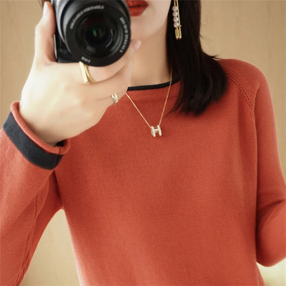 Bawełniany sweter kolorowy – wiosenny, okrągły dekolt — Swetry — EldoradoShop