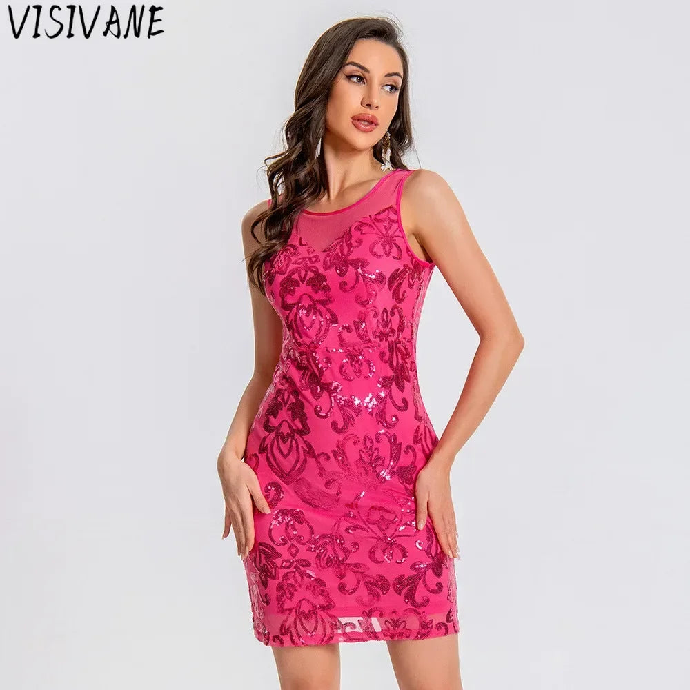 Cekinowa sukienka mini – imprezowa, elegancka — Sukienka — EldoradoShop