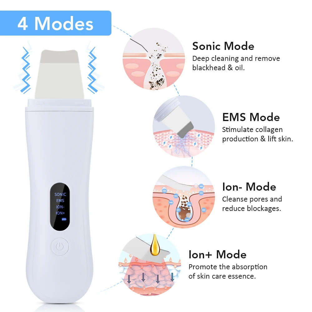 Ultradźwiękowy skraber do twarzy – peeling jonowy, lifting 4 tryby — Urządzenia beauty — EldoradoShop