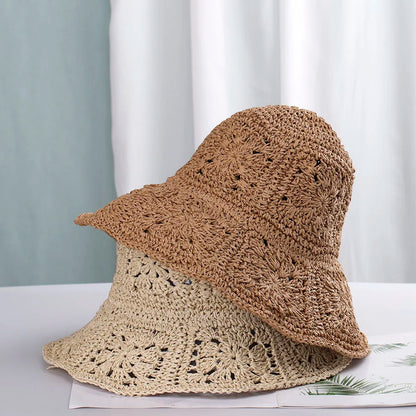 Słomkowy kapelusz damski – szydełkowy, ochrona UV, składany — Nakrycia głowy — EldoradoShop