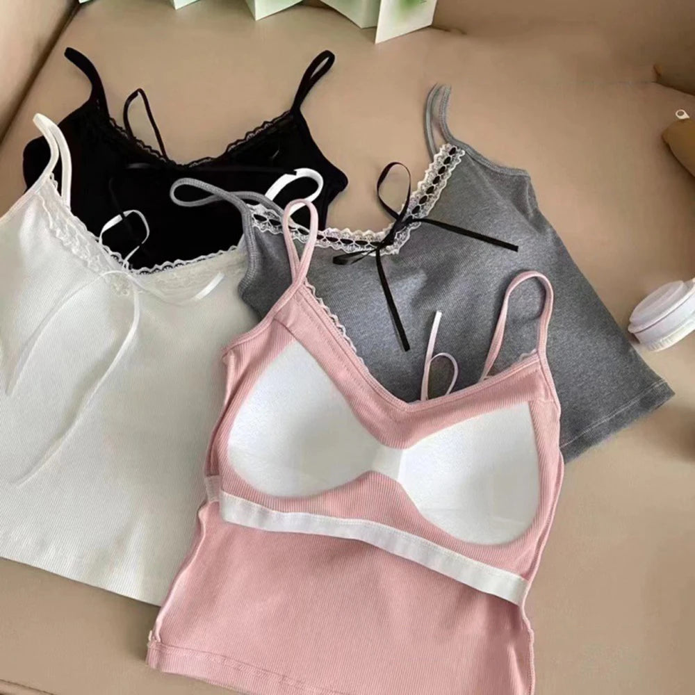 Koronkowy top z kokardą y2k – elegancki, crop top, streetwear — biała — Topy — EldoradoShop