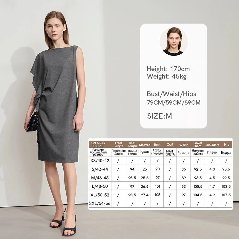 Minimalistyczna sukienka H-line – krótki rękaw, 2026 — Sukienka — EldoradoShop