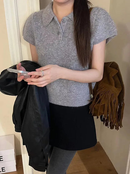 Elegancki sweter krótki rękaw – chic, wiosenny