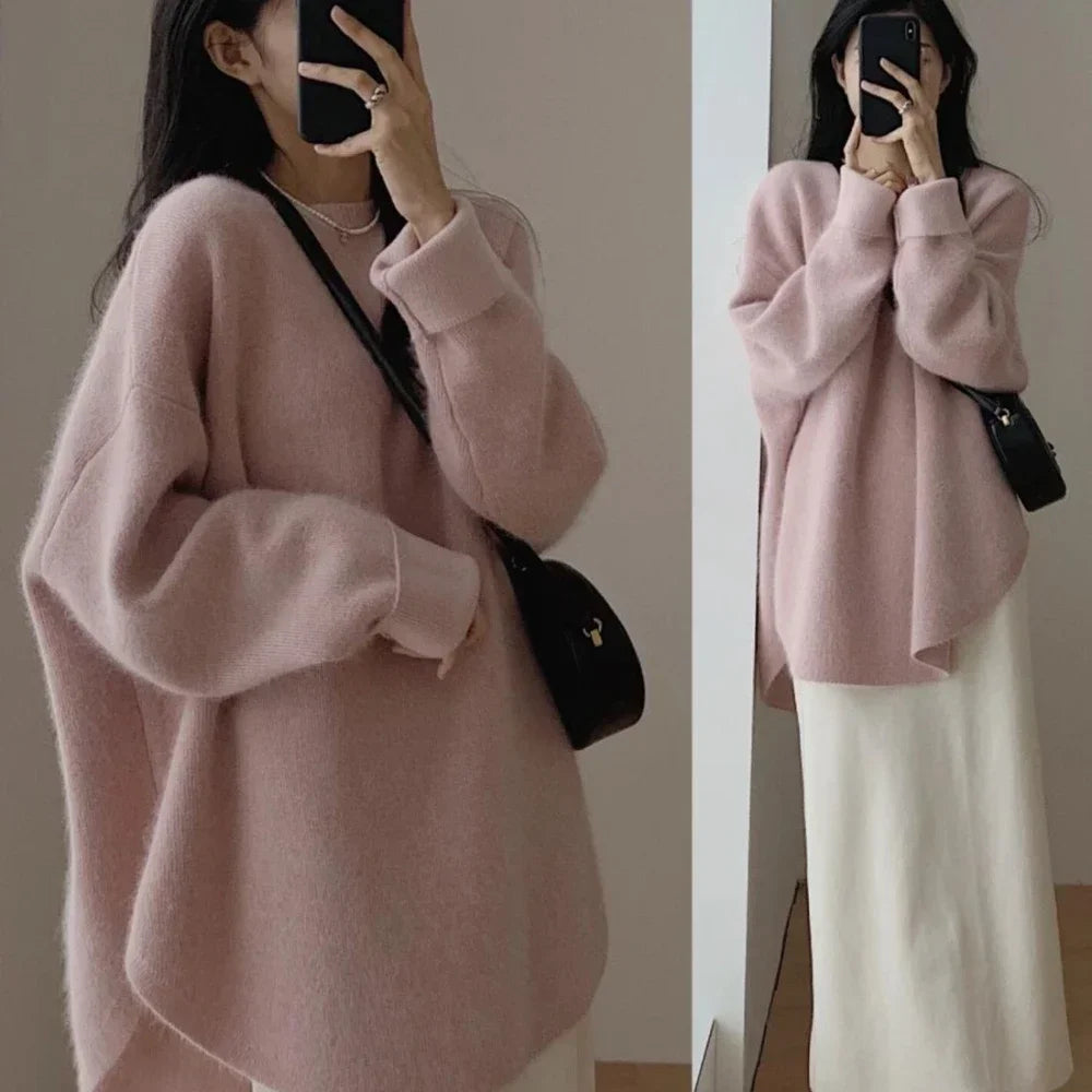 Sweter crop top – różne kolory, okrągły dekolt — Swetry — EldoradoShop